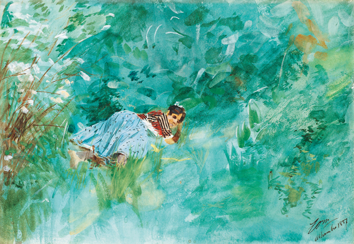  安德斯·莱奥纳德·佐恩 Anders Leonard Zorn —— 草丛中